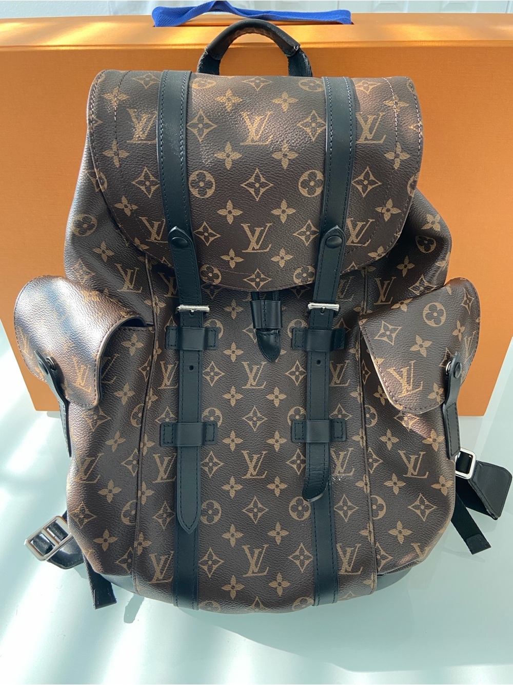 Louis Vuitton Monogram Canvas Backpack with Dark Brown Trim